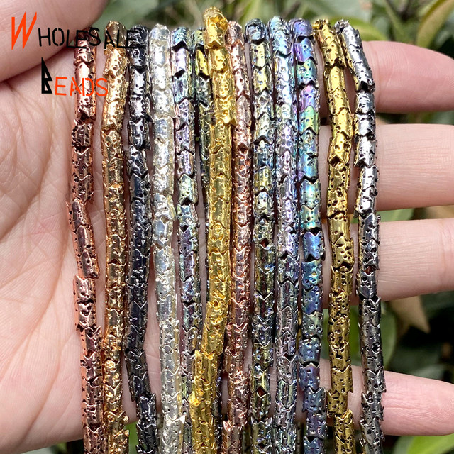 4x5mm Natural Stone Beads Wavy Colorful Plating Volcanic Rock Lava Beads  For Jewelry Making Handmade Diy